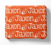 Load image into Gallery viewer, Personalized Kid Blanket - Name and Space Ship - The Little Arrows