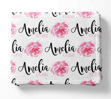 Load image into Gallery viewer, Personalized Blanket - Watercolor Rose single