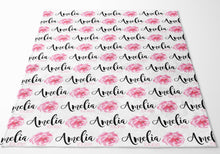 Load image into Gallery viewer, Personalized Blanket - Watercolor Rose single