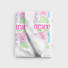 Load image into Gallery viewer, Personalized Fleece Baby Blanket - Bow and Pearls - The Little Arrows