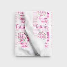 Load image into Gallery viewer, Personalized Fleece Baby Blanket - Floral Wreath - The Little Arrows