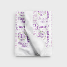 Load image into Gallery viewer, Personalized Fleece Baby Blanket - Floral Wreath - The Little Arrows