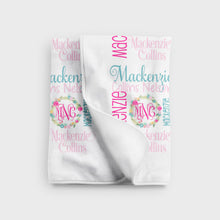 Load image into Gallery viewer, Personalized Fleece Baby Blanket - Floral Wreath - The Little Arrows