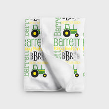 Load image into Gallery viewer, Personalized Fleece Baby Blanket - Tractors - The Little Arrows