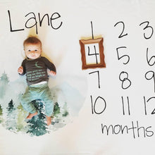 Load image into Gallery viewer, Milestone / Monthly Blanket - Mountains and Trees - The Little Arrows