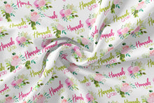 Load image into Gallery viewer, Personalized Jersey Knit Swaddle - Peonies and Roses - the Hannah Grae collection - The Little Arrows