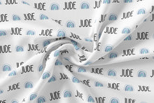 Load image into Gallery viewer, Personalized Jersey Knit Swaddle - Rainbows - The Little Arrows