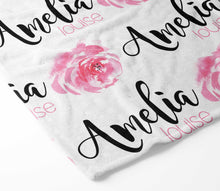 Load image into Gallery viewer, Personalized Blanket - Watercolor Rose single