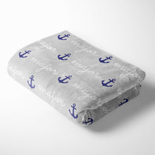 Load image into Gallery viewer, Personalized Plush Blanket - Anchors - The Little Arrows