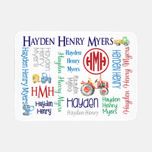 Load image into Gallery viewer, Personalized Blanket - All over Vintage Tractors