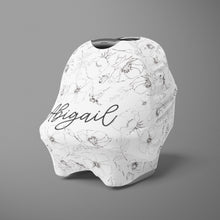 Load image into Gallery viewer, Car Seat Cover / Multi Use Cover - Black and White Floral - The Little Arrows
