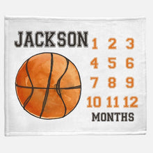 Load image into Gallery viewer, Milestone / Monthly Blanket - Basketball - The Little Arrows