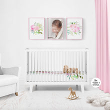 Load image into Gallery viewer, Personalized Crib Sheet - Watercolor Pink Floral - The Little Arrows