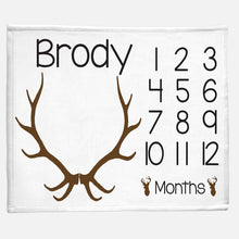 Load image into Gallery viewer, Milestone / Monthly Blanket - Deer Antlers - The Little Arrows