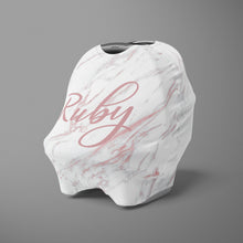 Load image into Gallery viewer, Car Seat Cover / Multi Use Cover - Rose Gold Marble - The Little Arrows