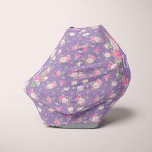 Load image into Gallery viewer, Car Seat Cover / Multi Use Cover - Floral Purple - The Little Arrows