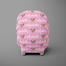 Load image into Gallery viewer, Car Seat Cover / Multi Use Cover - Leopard Heart pink - The Little Arrows