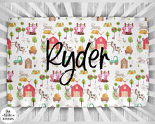 Load image into Gallery viewer, Personalized Crib Sheet - Ryder's Farm - The Little Arrows
