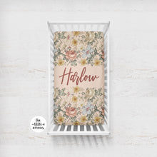 Load image into Gallery viewer, Personalized Crib Sheet - the Harlow collection - rose - The Little Arrows