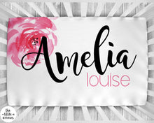 Load image into Gallery viewer, Personalized Crib Sheet - Watercolor Rose single - The Little Arrows