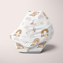 Load image into Gallery viewer, Car Seat Cover / Multi Use Cover - Rainbow Sun and Stars - The Little Arrows