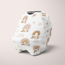 Load image into Gallery viewer, Car Seat Cover / Multi Use Cover - Rainbow Sun and Stars - The Little Arrows