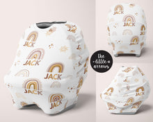 Load image into Gallery viewer, Car Seat Cover / Multi Use Cover - Rainbow Sun and Stars - The Little Arrows