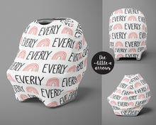 Load image into Gallery viewer, Car Seat Cover / Multi Use Cover - Rainbow pinks - The Little Arrows