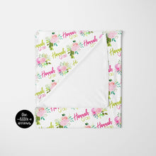Load image into Gallery viewer, Personalized Jersey Knit Swaddle - Peonies and Roses - the Hannah Grae collection - The Little Arrows