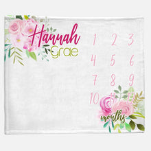 Load image into Gallery viewer, Milestone / Monthly Blanket - Vintage Floral - the Hannah Grae collection - The Little Arrows