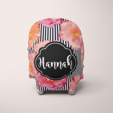 Load image into Gallery viewer, Car Seat Cover / Multi Use Cover - Floral with Black and White Stripes - The Little Arrows
