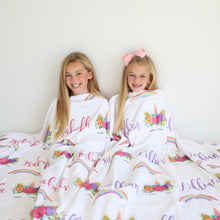 Load image into Gallery viewer, Personalized Kid Blanket - Unicorn and Rainbows - The Little Arrows