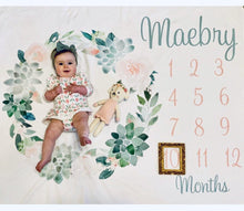 Load image into Gallery viewer, Milestone / Monthly Blanket - Succulent Wreath - The Little Arrows