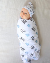 Load image into Gallery viewer, Personalized Jersey Knit Swaddle - Rainbows - The Little Arrows