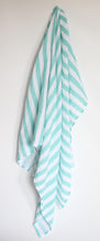 Load image into Gallery viewer, Aqua Striped Muslin Blanket - The Little Arrows