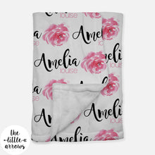 Load image into Gallery viewer, Personalized Blanket - Watercolor Rose single