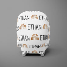 Load image into Gallery viewer, Car Seat Cover / Multi Use Cover - Rainbow browns/golds - The Little Arrows