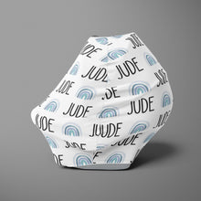 Load image into Gallery viewer, Car Seat Cover / Multi Use Cover - Rainbow blues - The Little Arrows