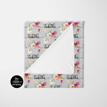 Load image into Gallery viewer, Personalized Jersey Knit Swaddle - Tabitha floral - The Little Arrows
