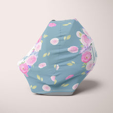 Load image into Gallery viewer, Car Seat Cover / Multi Use Cover - Floral Blue - The Little Arrows