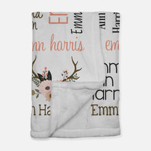Load image into Gallery viewer, Personalized Blanket - Antlers and Flowers