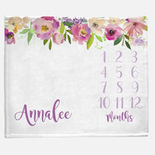Load image into Gallery viewer, Milestone / Monthly Blanket - Floral Top - The Little Arrows