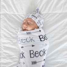 Load image into Gallery viewer, Personalized Jersey Knit Swaddle - Arrows - The Little Arrows