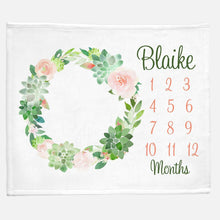Load image into Gallery viewer, Milestone / Monthly Blanket - Succulent Wreath - The Little Arrows