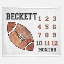 Load image into Gallery viewer, Milestone / Monthly Blanket - Football - The Little Arrows