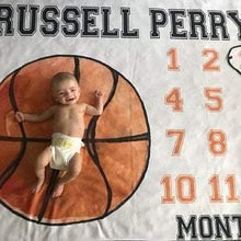 Load image into Gallery viewer, Milestone / Monthly Blanket - Basketball - The Little Arrows