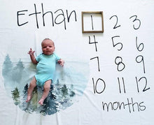 Load image into Gallery viewer, Milestone / Monthly Blanket - Mountains and Trees - The Little Arrows