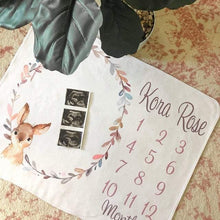 Load image into Gallery viewer, Milestone / Monthly Blanket - Bunny Wreath - The Little Arrows