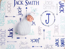 Load image into Gallery viewer, Personalized Plush Blanket - All over Arrows - The Little Arrows