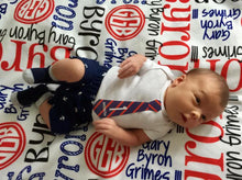 Load image into Gallery viewer, Personalized Baby Blanket - Monogram Baby Blanket - Swaddle Receiving Blanket - Baby Shower Gift - Custom Blanket - Monogrammed - Name